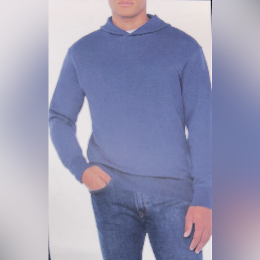 Gap Men's Blue Knit Textured Hoodie NWT